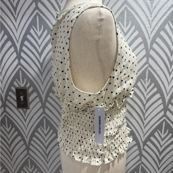 NWOT Princess Polly Black Polka Dot Cream Blouse - Picture 2 of 7